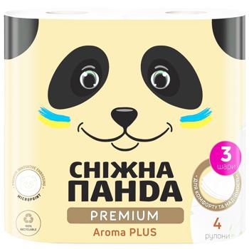Туалетная бумага Снежная Панда Premium Aroma Plus 3-слойная 4шт