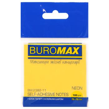 Buromax Neon Orange Notes Block 75*75mm 100 sheets - buy, prices for MegaMarket - photo 1