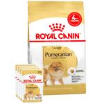 Набір корму Royal Canin Adult для собак породи померанський шпіц cухий 1,5кг + вологий 4шт х 85г