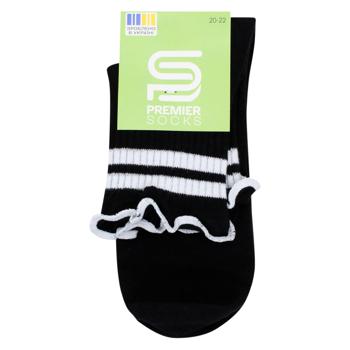 Шкарпетки Premier Socks дитячі високі з рюшем р.20-22 чорні зі смужками - купити, ціни на ЕКО Маркет - фото 1