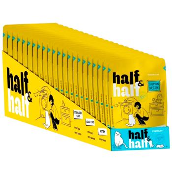 Упаковка вологого корму для котів Half&Half Adult 22 шт х 100 г - лосось - купити, ціни на MasterZoo - фото 1