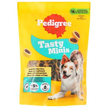 Корм сухой Pedigree Tasty minis с говядиной и сыром для взрослых собак 140г - купить, цены на КОСМОС - фото 1