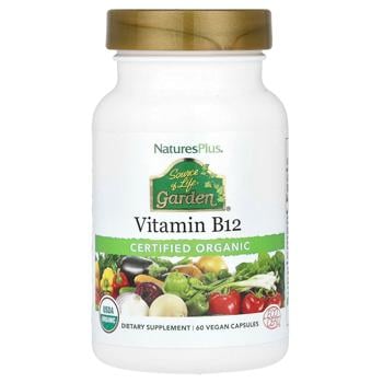 Витамин В-12, Vitamin B12, Nature's Plus, Source of Life Garden, органик, 60 капсул