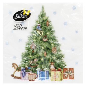 Серветки столові Silken Ялинка з іграшками 3-шарові 33*33см 18шт - купити, ціни на За Раз - фото 3