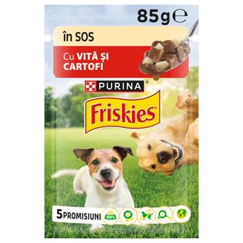 Корм влажный Friskies с говядиной и картофелем для собак 85г - купить, цены на MasterZoo - фото 1