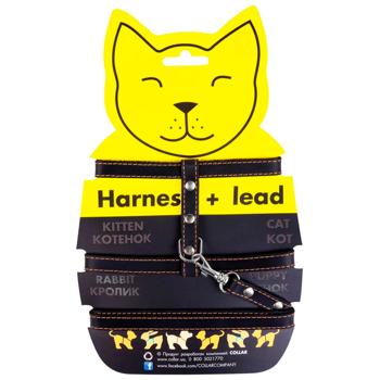 Collar Leather Harness with Leash 22-30cm/30-40cm 1.05m
