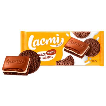 Шоколад молочний Roshen Lacmi Black, White & Caramel з печивом 100г - купити, ціни на METRO - фото 2