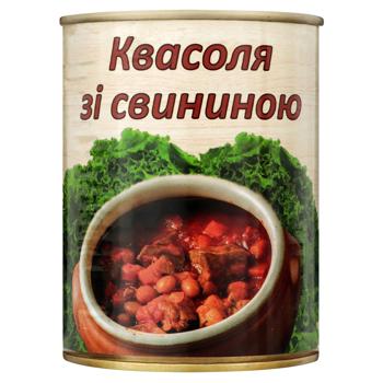 фасоль свинина консервированная 350г железная банка - купить, цены на Идеал - фото 1
