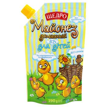 Майонез Щедро Домашний для детей 67% 190г - купить, цены на КОСМОС - фото 1