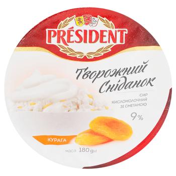 Сир кисломолочний President зі сметаною та курагою 9% 180г - купити, ціни на За Раз - фото 3