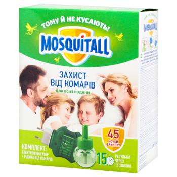 Комплект MOSQUITALL Для всей семьи от комаров електрофумігатор + жидкость 30 ночей 30мл - купить, цены на Auchan - фото 1