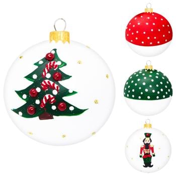 Mondex Glass Christmas Tree Ball with Pattern 8cm in assortment