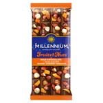 Шоколад молочний Millennium Fruits & Nuts з мигдалем цілими лісовими горіхами курагою та родзинками 90г