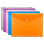 Economix A4 Envelope Folder with Button with Perforation in assortment