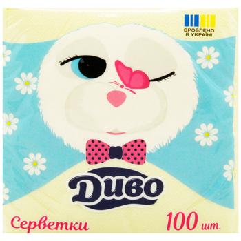 Dyvo 1-Ply Yellow Paper Napkins 33x33cm 100pcs - buy, prices for ULTRAMARKET - photo 2