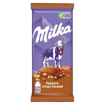 Шоколад молочный Milka с арахисом, карамельной начинкой, рисовыми шариками и кукурузными хлопьями 90г - купить, цены на Эпицентр FOOD - фото 2