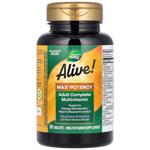 Мультивітаміни, 3 на день, Alive!® Max3 Potency, Nature's Way, без заліза, 90 таблеток