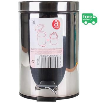 Actuel Metal Trash Can with Pedal 3l - buy, prices for Auchan - photo 1