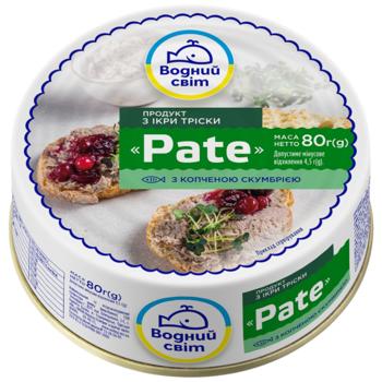 Продукт Водний Світ Pate з ікри тріски з копченою скумбрією 80г - купити, ціни на Епіцентр FOOD - фото 1