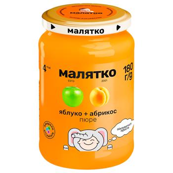 Malyatko for children from 4 months apple-apricot puree 180g - buy, prices for NOVUS - photo 1