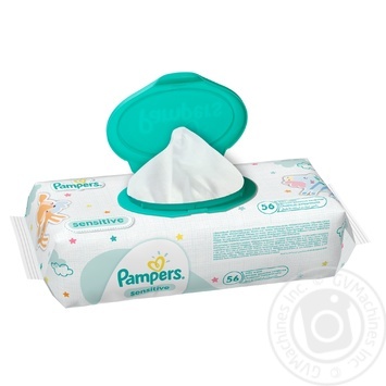 Серветки дитячі Pampers Sensitive 56шт - купити, ціни на - фото 1