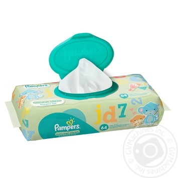 Серветки дитячі вологі Pampers Natural Clean 64шт - купити, ціни на NOVUS - фото 1