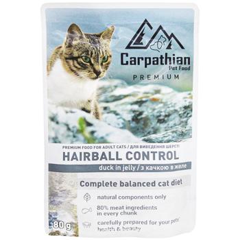 Carpathian Pet Food Hairball Control Duck in Jelly Wet Food for Adult Cats 80g - buy, prices for Auchan - photo 1