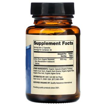 Йод Dr.Mercola из органических морских водорослей 650мкг 60 капсул - купить, цены на Biotus - фото 2
