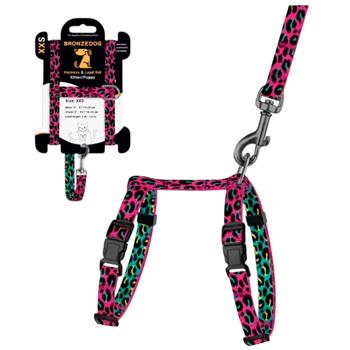 Barksi Urban Art Nylon Harness with Leash for Puppies and Kittens 15-25cm/1.52m with Leopard Print - buy, prices for MasterZoo - photo 2