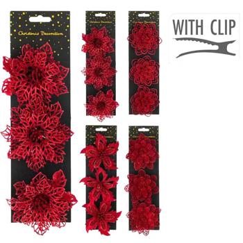 Прикраса Mondex Квітка на кліпсі 3шт в асортименті