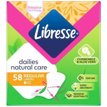 Прокладки щоденні Libresse Natural Сare Regular 58шт - купити, ціни на КОСМОС - фото 1