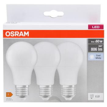 Лампа светодиодная Osram A60 E27 8,5W  3шт - купить, цены на METRO - фото 3