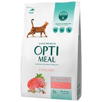 Корм сухой Optimeal с говядиной и сорго для стерилизованных кошек 4кг - купить, цены на MasterZoo - фото 1