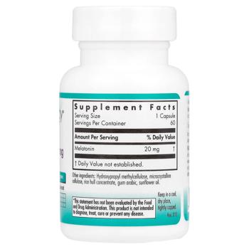 Мелатонін, Melatonin, Nutricology, 20 мг, 60 капсул - купити, ціни на Біотус - фото 2