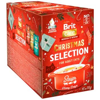 Brit Care Christmas Soups набір супів для котів 15 шт х 75 г - асорті - купить, цены на MasterZoo - фото 1