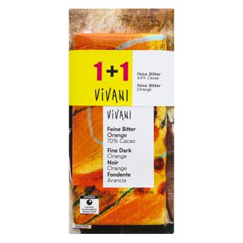 Шоколад чорний Vivan какао органічний 85% 100г + з апельсином 100г - купити, ціни на ULTRAMARKET - фото 1