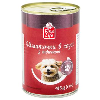 Корм Fine Life Шматочки в соусі з індичкою для дорослих собак 415г - купити, ціни на METRO - фото 1