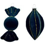 Velvet Dark Green Christmas Tree Decoration 8-9cm in assortment