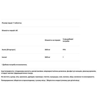 Natures Plus Choline and Inositol 500mg/500mg 60 tablets - buy, prices for Biotus - photo 2