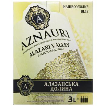 Вино Aznauri Алазанская Долина белое полусладкое 9-13% 3л - купить, цены на МегаМаркет - фото 2