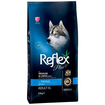 Корм сухий Reflex Plus Adult з лососем для собак середніх та великих порід 15кг - купити, ціни на MasterZoo - фото 1
