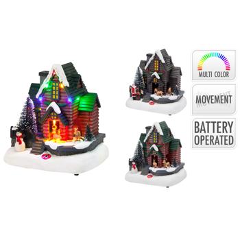 House with Backlight New Year's Decoration 18x14x21cm