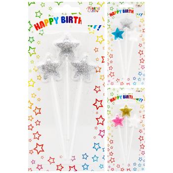 Glitter Star Assorted Candle 3pcs - buy, prices for MegaMarket - photo 1