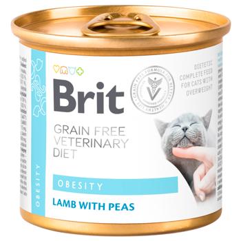 Корм влажный Brit Veterinary Diet Obesity с ягненком и горошком для кошек при ожирении и избыточном весе 200г - купить, цены на MasterZoo - фото 1