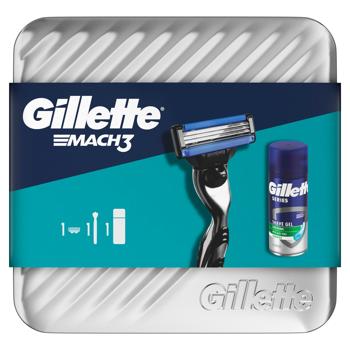 Gillette Mach 3 Shaving Machine with 1 Replaceable Blade + Gillette Series Soothing Shaving Gel 75ml Gift Set - buy, prices for - photo 3