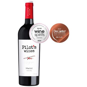 Pilot’s Wines Merlot Red Dry Wine 11.5% 0.75l - buy, prices for NOVUS - photo 1