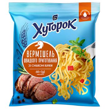 Макаронные изделия Хуторок вермишель со вкусом утки 60г - купить, цены на ULTRAMARKET - фото 1