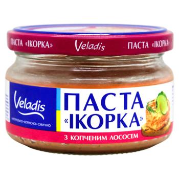 Паста ікорна Veladis зі шматочками копченої сьомги 160г - купити, ціни на Ідеал - фото 1