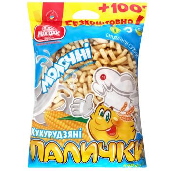Палочки кукурузные Мак-Дак Молочные сладкие неглазированные 500г