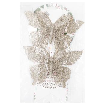 Прикраса ялинкова Метелики шампань 2шт 17см - купити, ціни на КОСМОС - фото 1